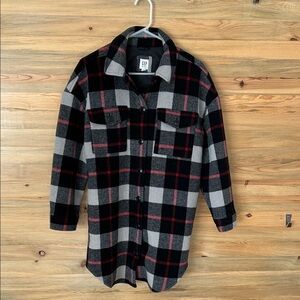 GAP Kids Long Plaid Wool-Blend Coat - Boy’s size XXL